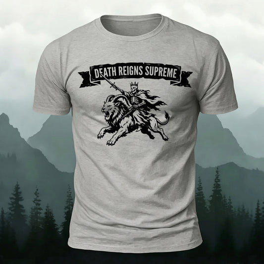 100% Cotton Skeleton Warrior Print Casual T-Shirt