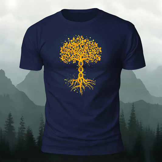 Premium Cotton Tree Of Life Print Casual T‑Shirt