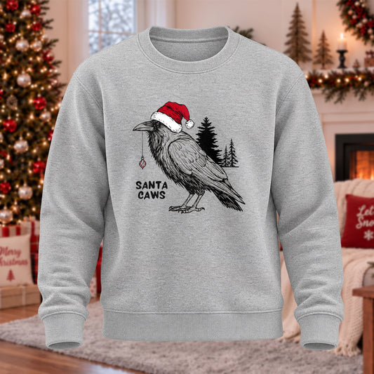 Santa Caws Printed Round Neck Sweatshirt