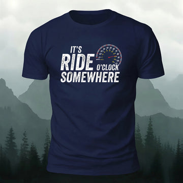 100% Cotton Cycling Time Print Round-Neck T-Shirt
