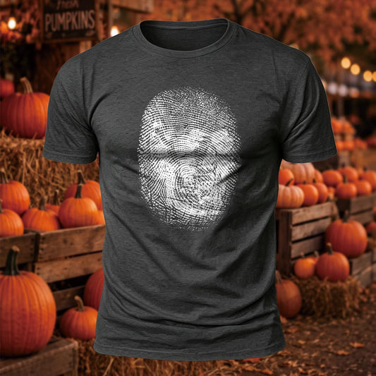 Forensic Identity - Skull Fingerprint Printed Short Sleeve T-Shirt