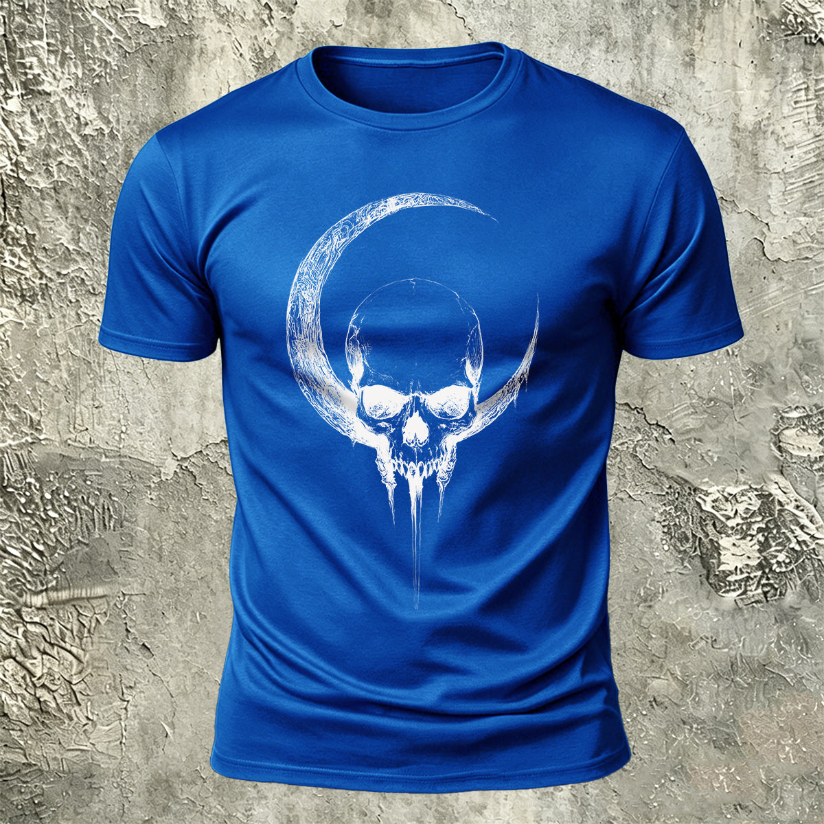 Moon Skull Print Casual 100% Cotton T-Shirt