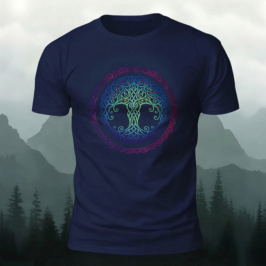 Premium Cotton Rainbow Tree Of Life Totem Printed T-Shirt