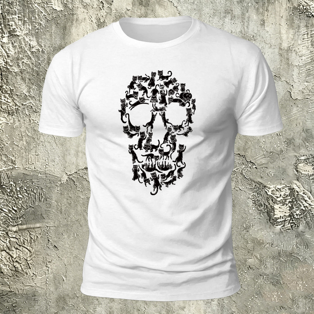Creative Animal Collage Skull Print Casual Cotton T-Shirt