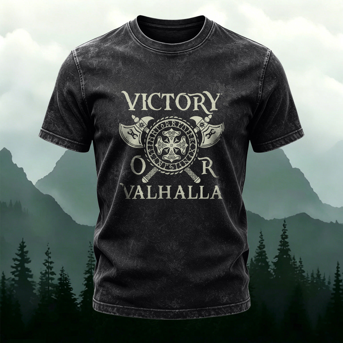 Personality Fashion Street Trend Washed Cotton T-Shirt Black 1