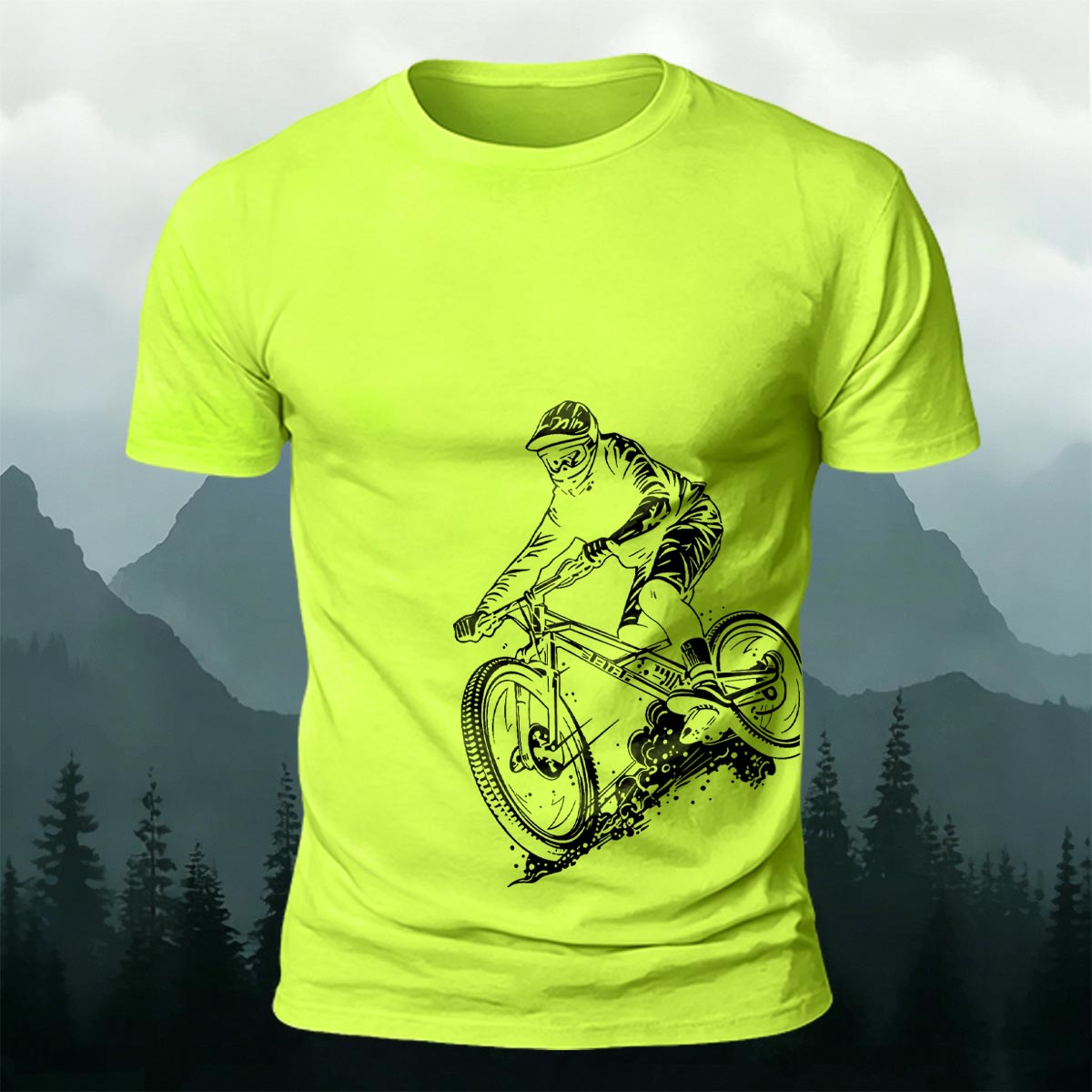 Cycling Silhouette Pattern Outdoor Style Casual T-Shirt