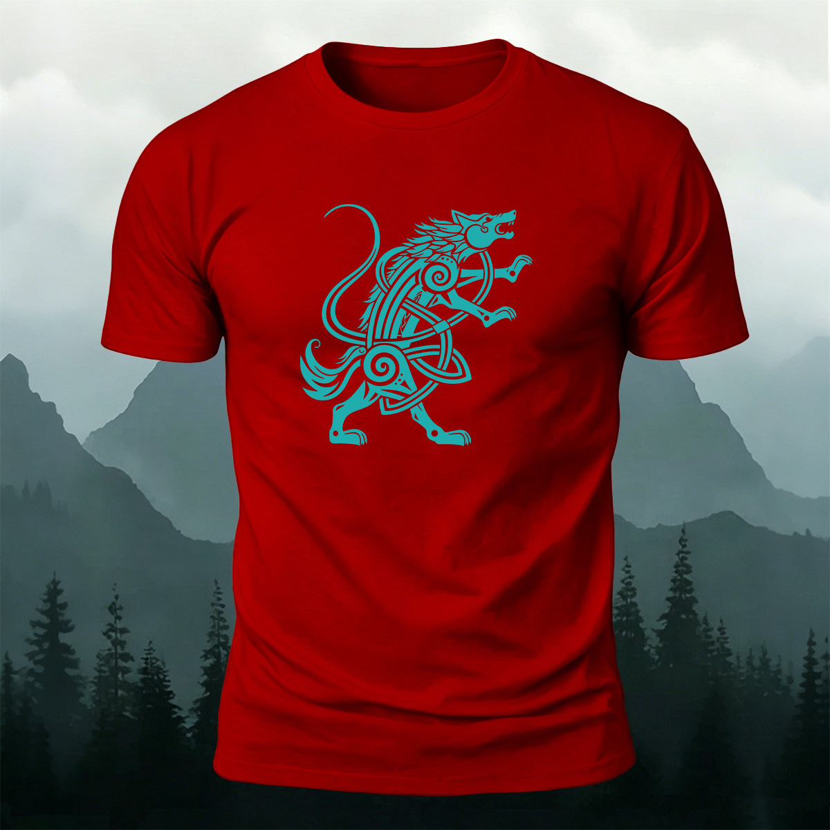 Mythical Wolf Totem Print Cotton Versatile T-Shirt