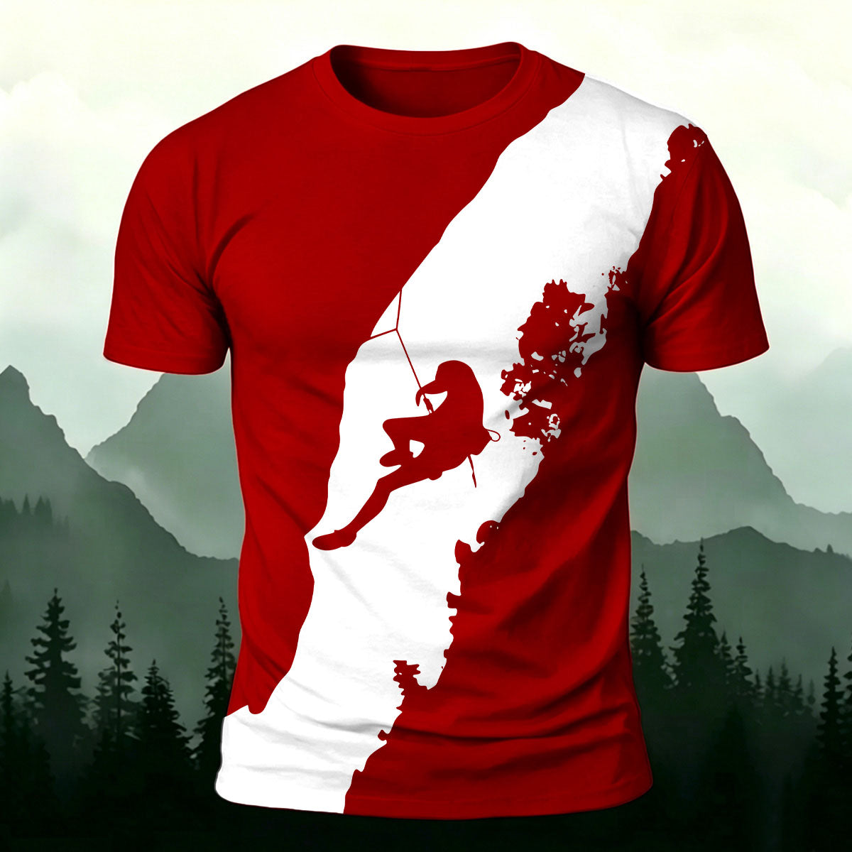Climbing Enthusiast Print Natural Casual T-Shirt