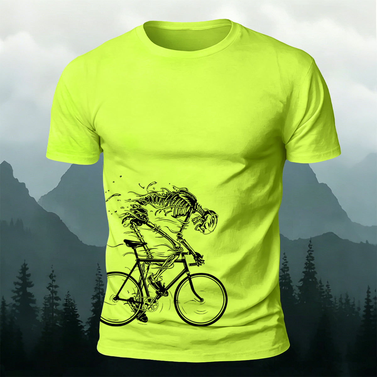 Cycling Skeleton Fun Graphic Casual 100% Cotton Tee