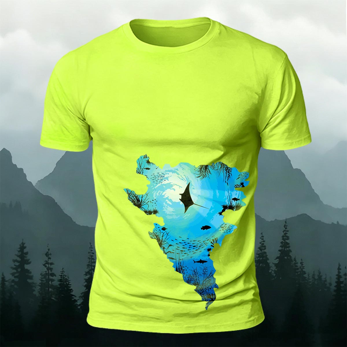 Deep Sea Dream Jellyfish Silhouette Printed Cotton T-Shirt
