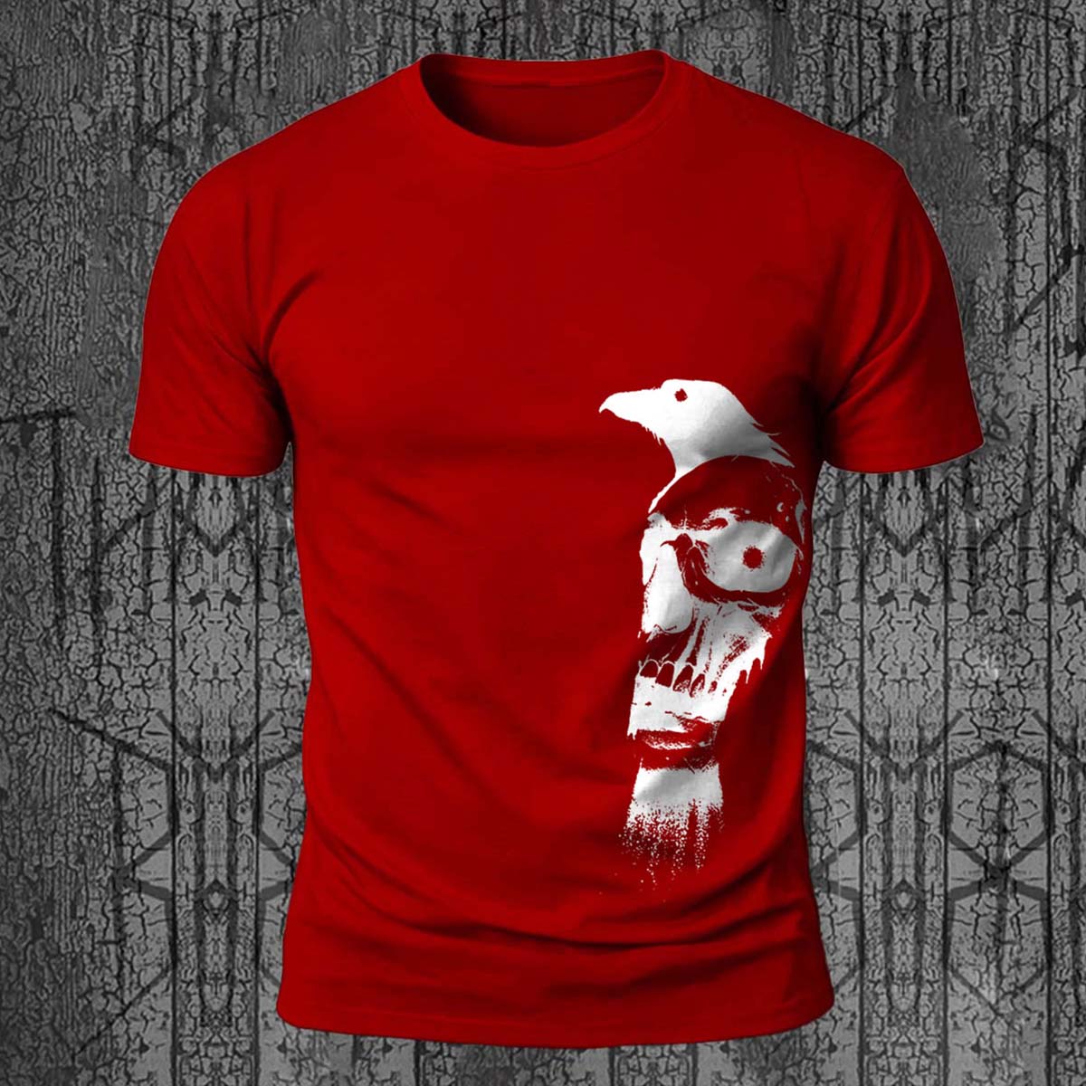 Vintage Skull Bird Print Casual Skin-Friendly T-Shirt
