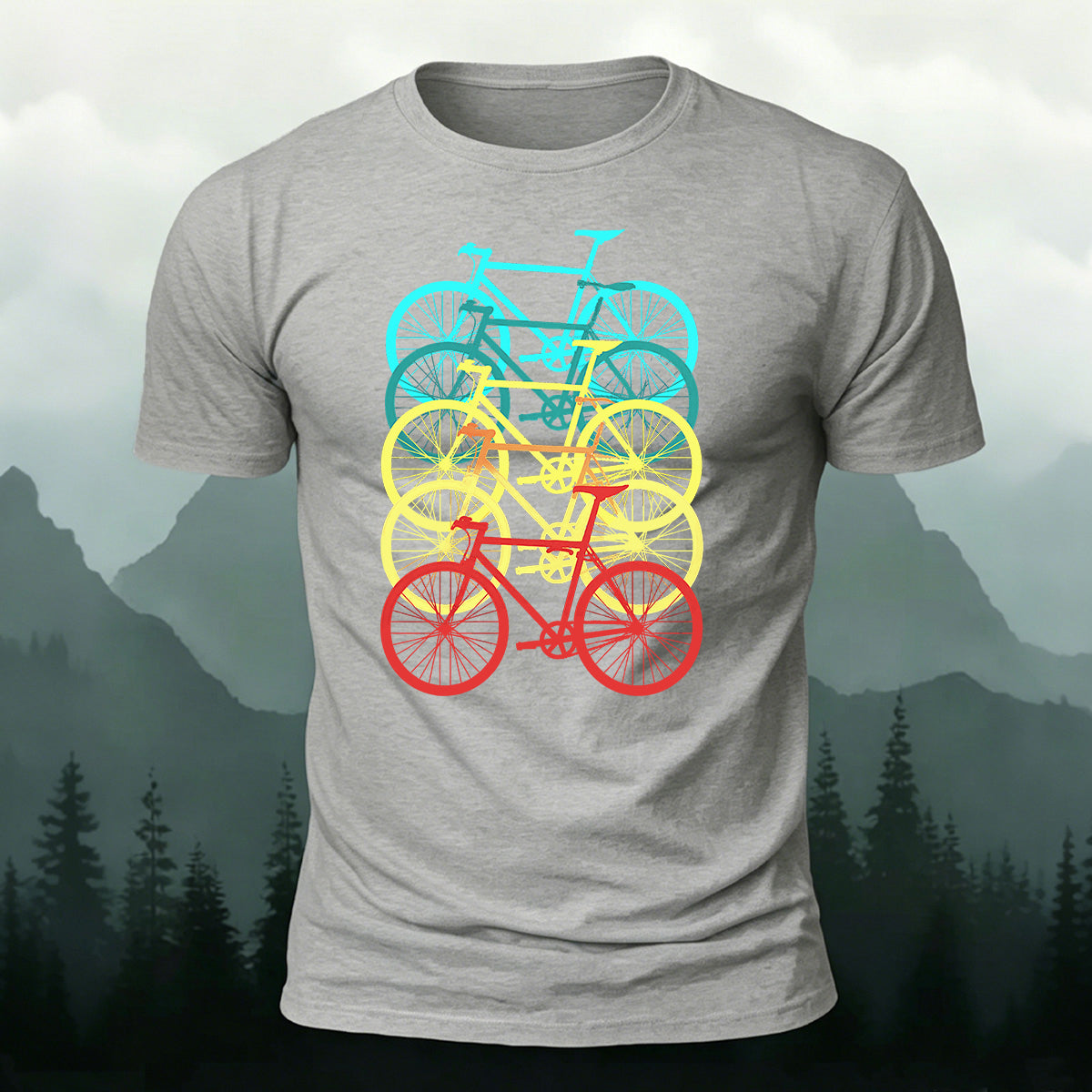 Bicycle Graphic Outdoor Soft Premium Cotton T-Shirt  Grey