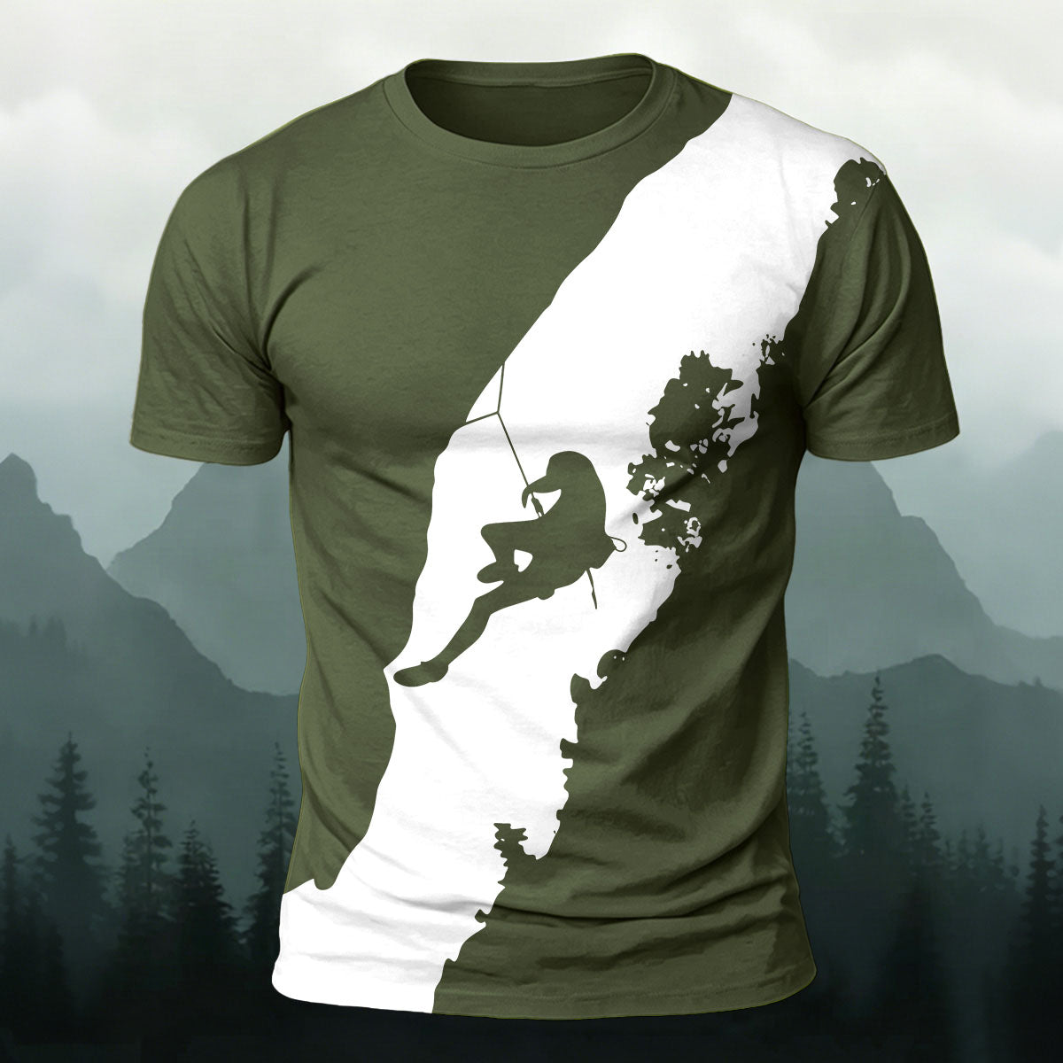 Climbing Enthusiast Print Natural Casual T-Shirt