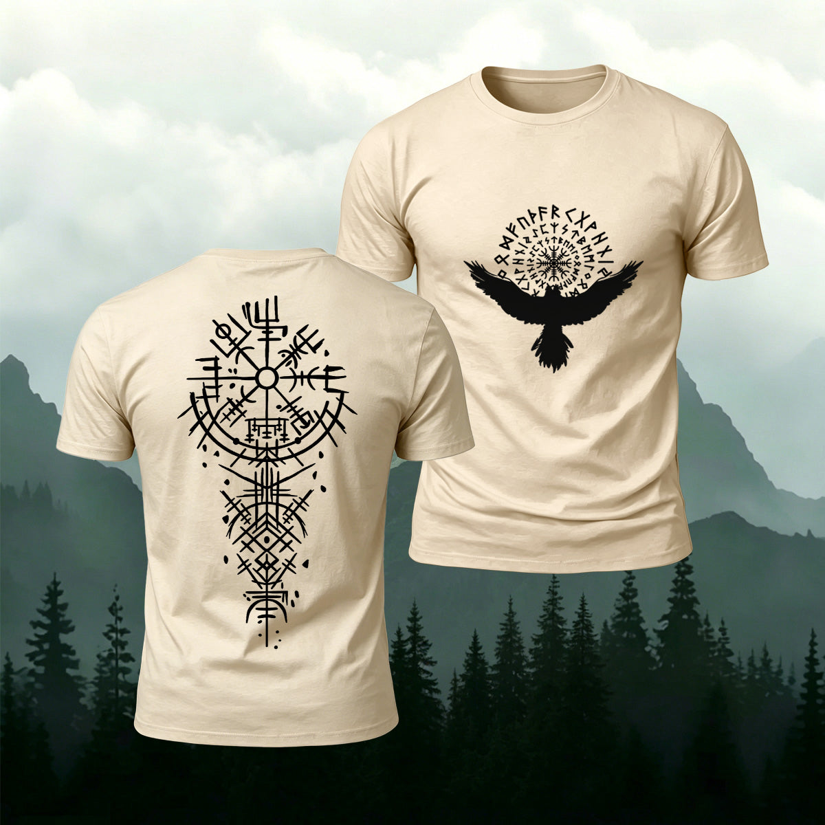Personalized Print Retro Trendy Premium Cotton Tee Beige