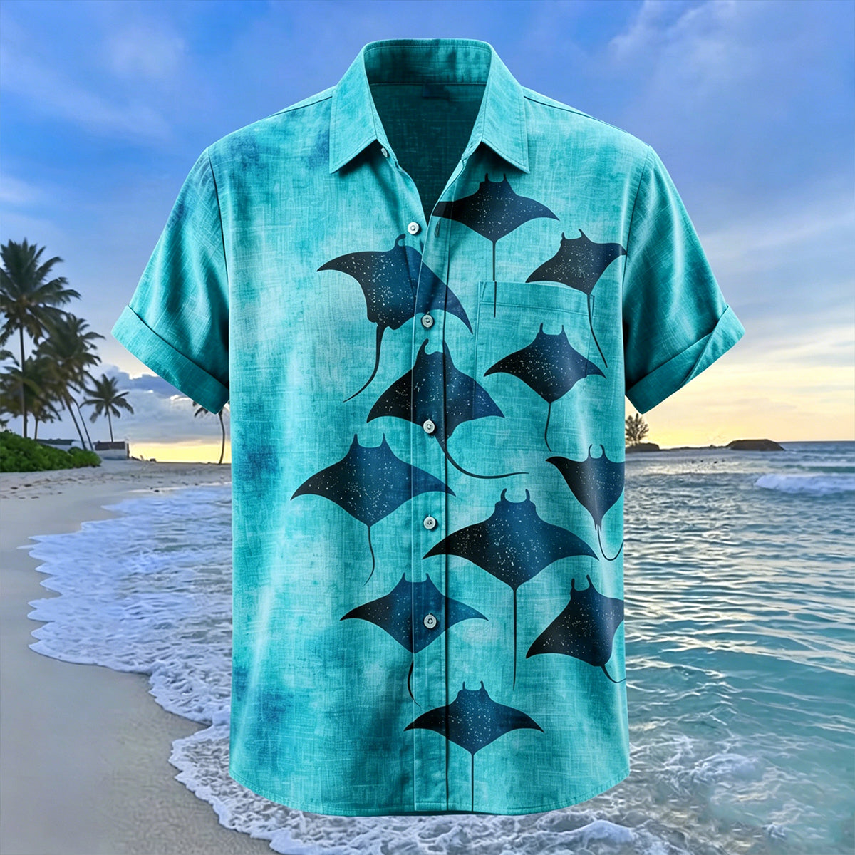 Dreamy Jellyfish Print Beach Vacation Blue Shirt