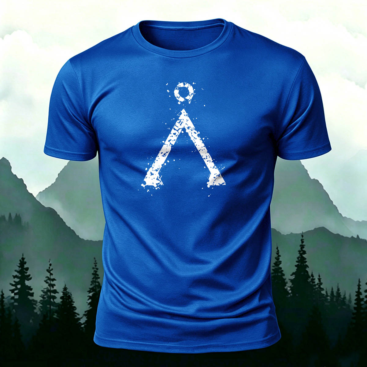 Triangle-Patterned Printed Casual Cotton T-Shirt