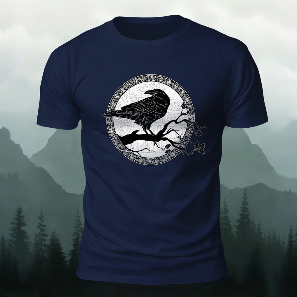 Bird and Branch Pattern Soft-touch Feel T-shirt