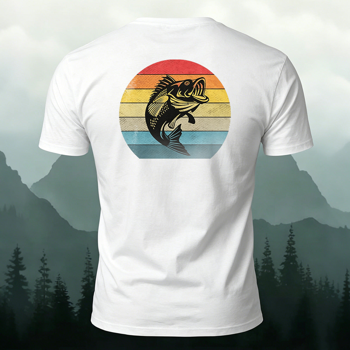 Fish Colorful Background Print Combed Cotton T-Shirt