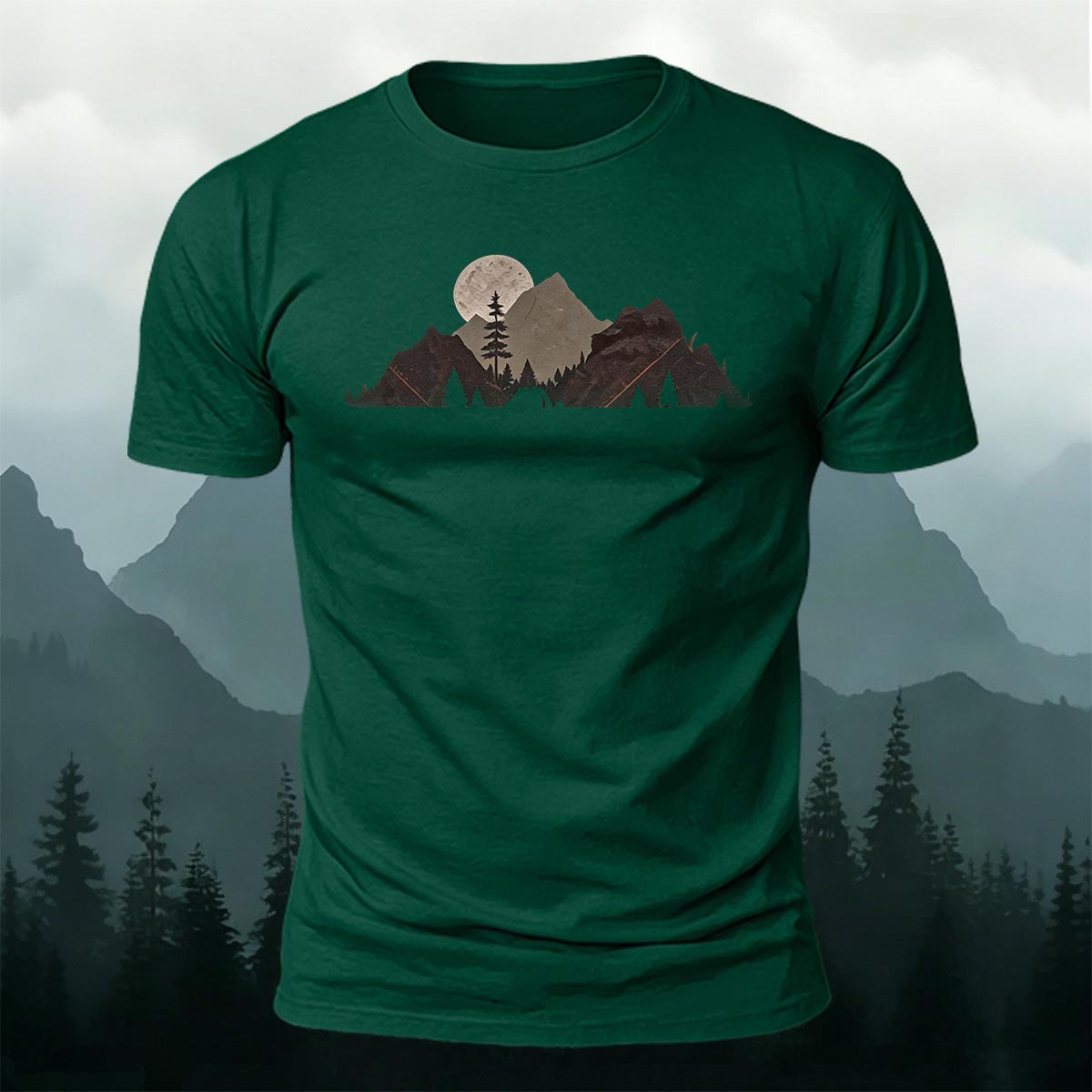Mountain Landscape Pattern Natural Style Casual T-Shirt
