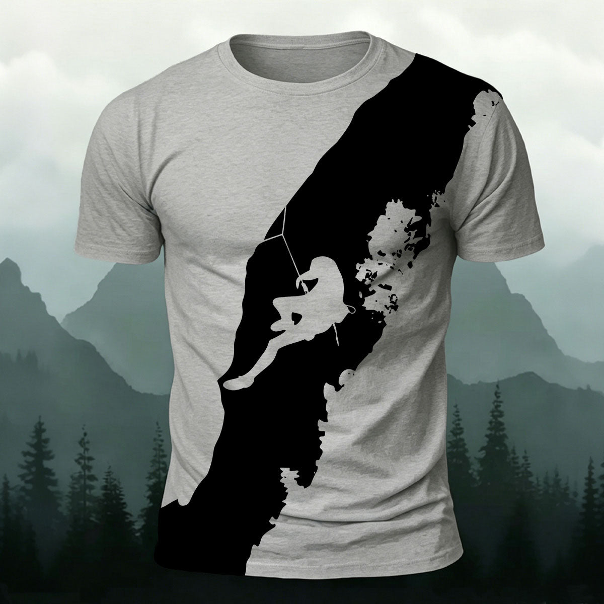 Climbing Enthusiast Print Natural Casual T-Shirt