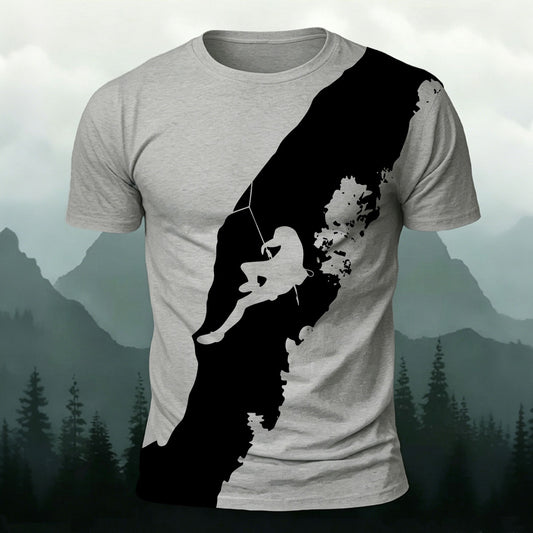 Climbing Enthusiast Print Natural Casual T-Shirt