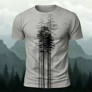 Straight Tree Pattern Retro Casual Tee