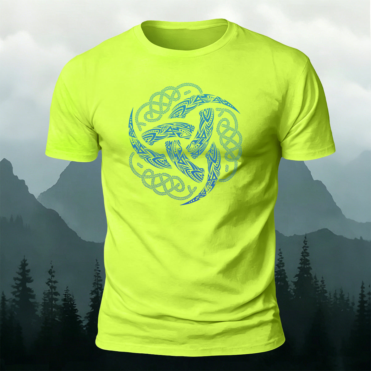 Viking Mythology Totem Print Casual Cotton T-Shirt NG