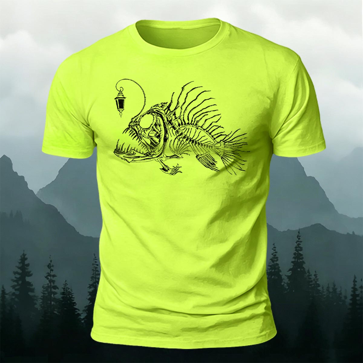 Underwater Fishbone Pattern Cotton Casual T-Shirt