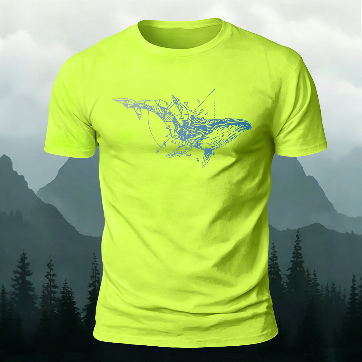 Whale-Print Design Casual 100% Cotton T-Shirt