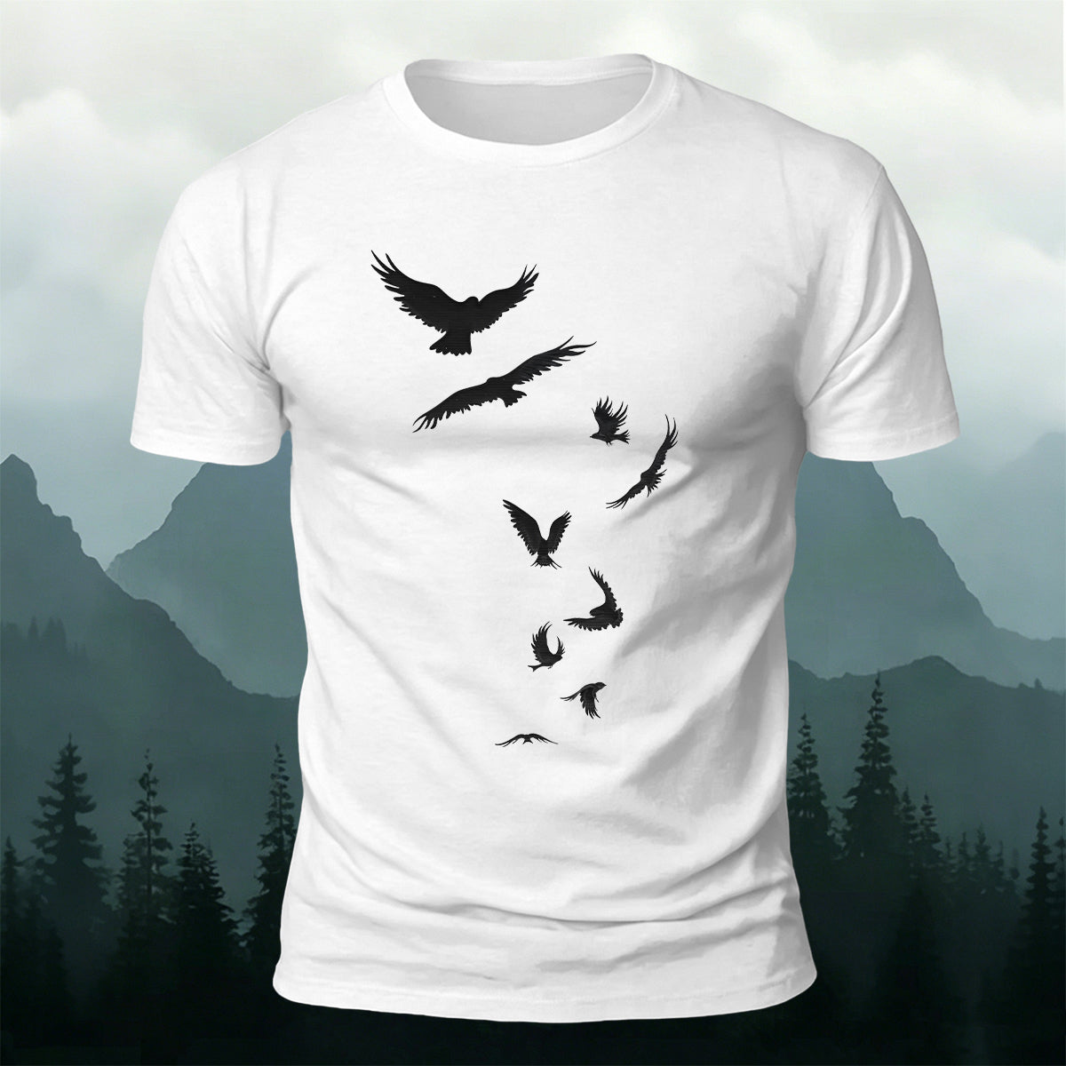 Artistic Image Printed Comfortable Skin-friendly Cotton T-Shirt White