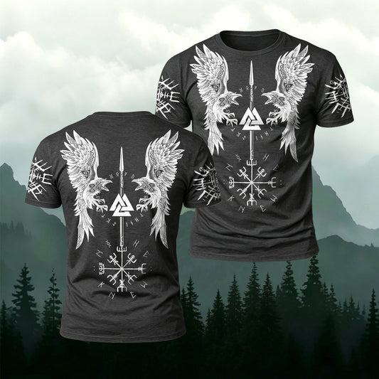 Sublimation Nordic Viking Mythology Print Fitted Tee