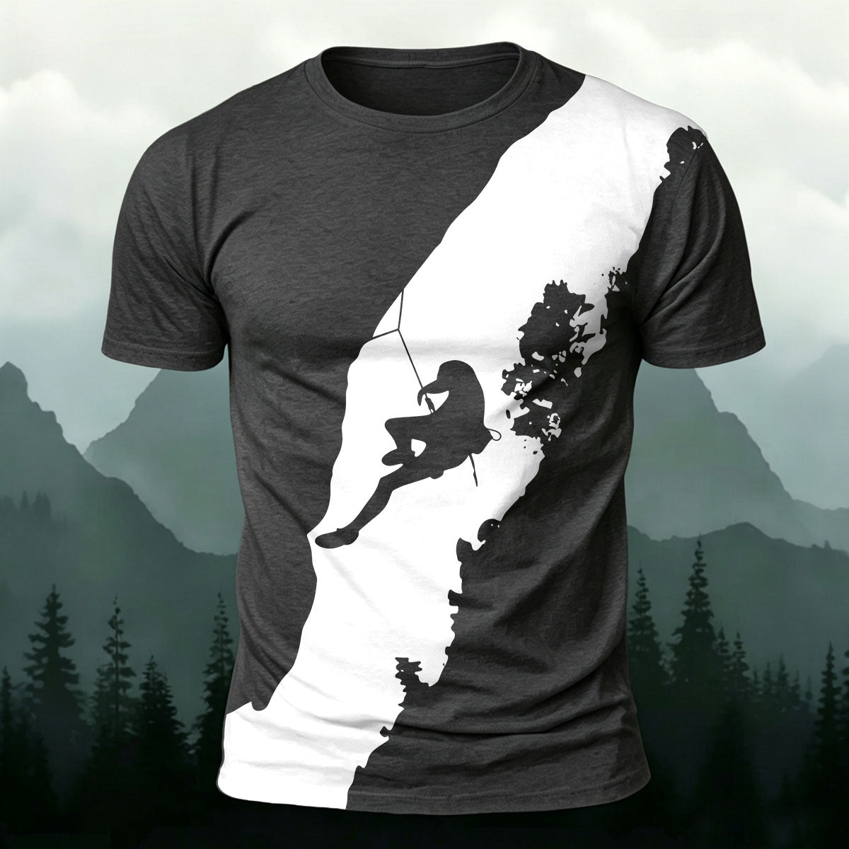Climbing Enthusiast Print Natural Casual T-Shirt