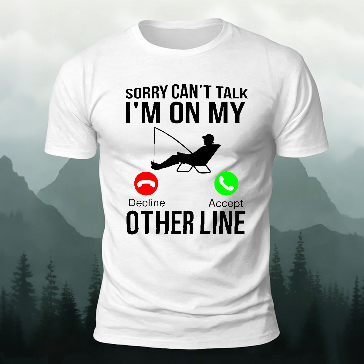 Obsessed with Fishing Pattern Skin-friendly T-shirt White