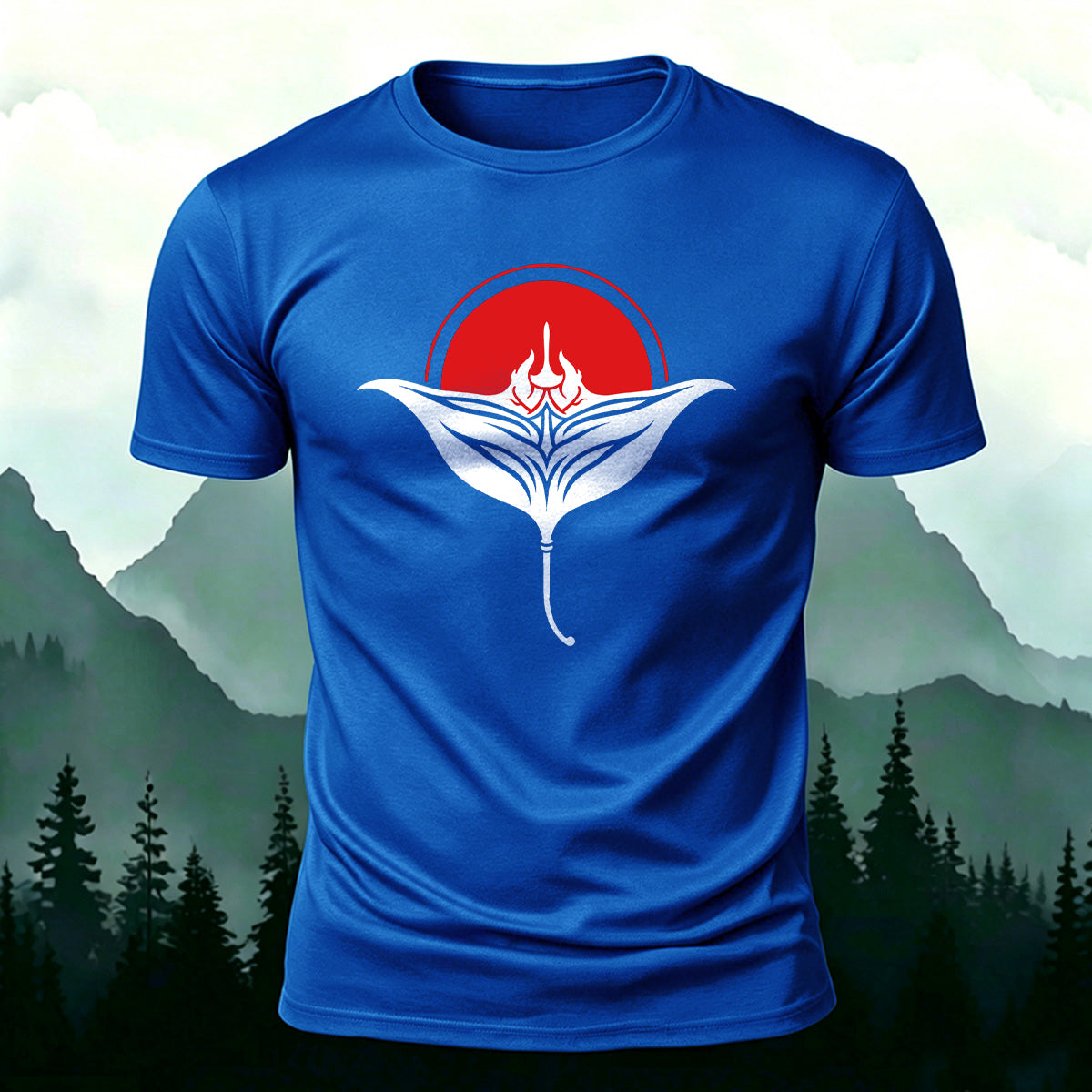 Manta Ray Red Sun Nature Skin-Friendly T-Shirt