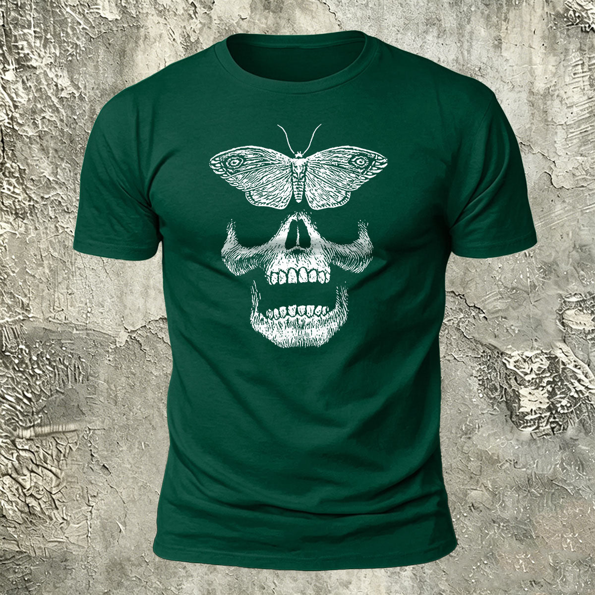 Vintage Butterfly Skull Print Casual Cotton T-Shirt