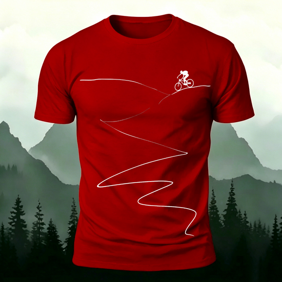 Cycling Minimalist Line Pattern Breathable T-Shirt Red