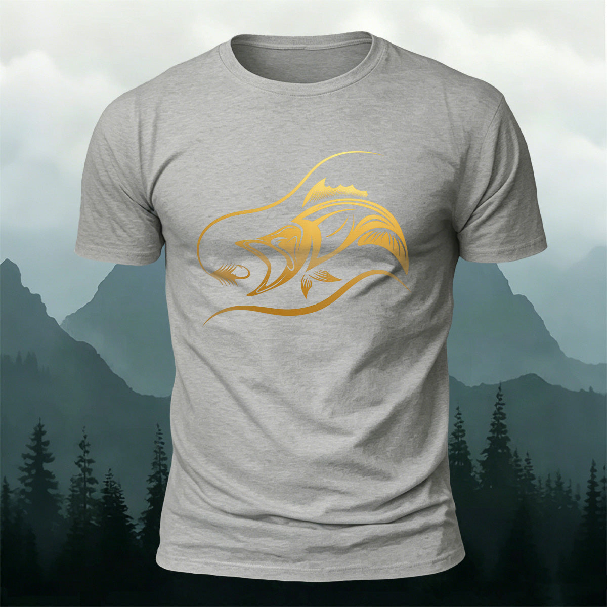 Fish Print on the Chest Cotton Casual T-Shirt