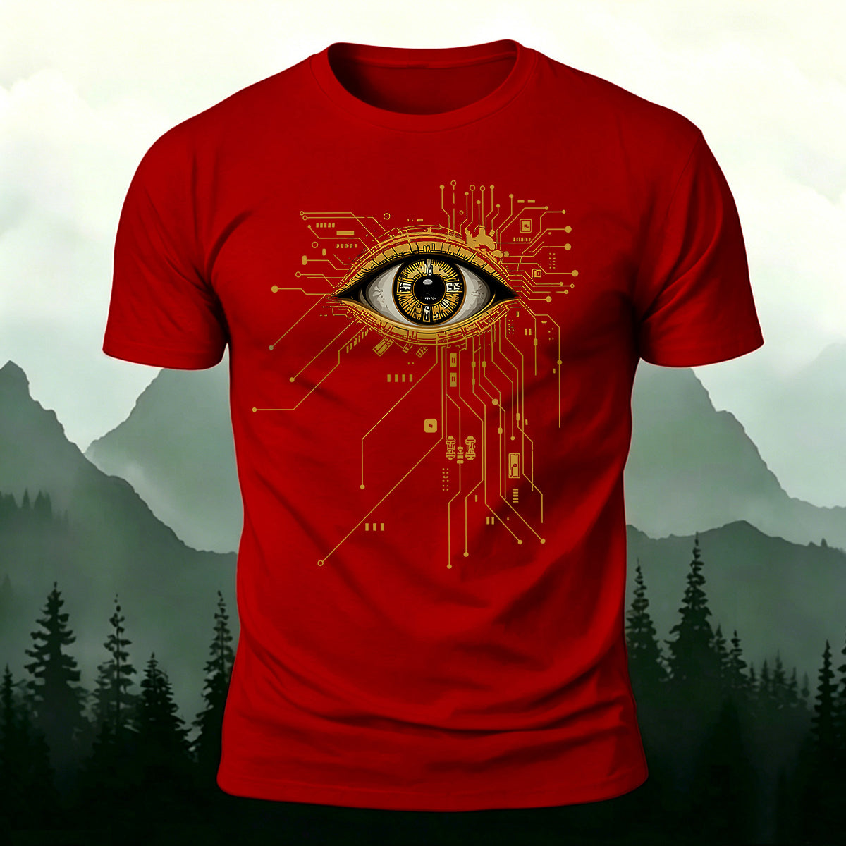 Cool Artistic Eyes Premium Cotton Casual T-shirt Red
