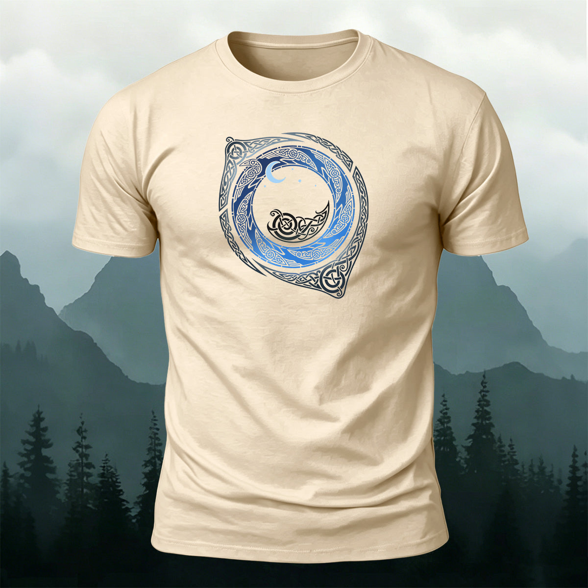 Spiral Mythical Totem Print Casual Cotton T-Shirt
