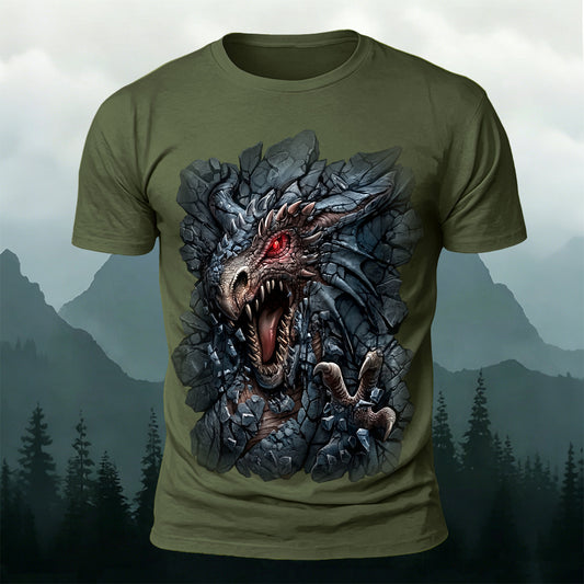 Dragon Print Vintage Fantasy Casual T-Shirt