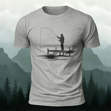 Fishing 3D UV Print Minimalist Premium Cotton Tee