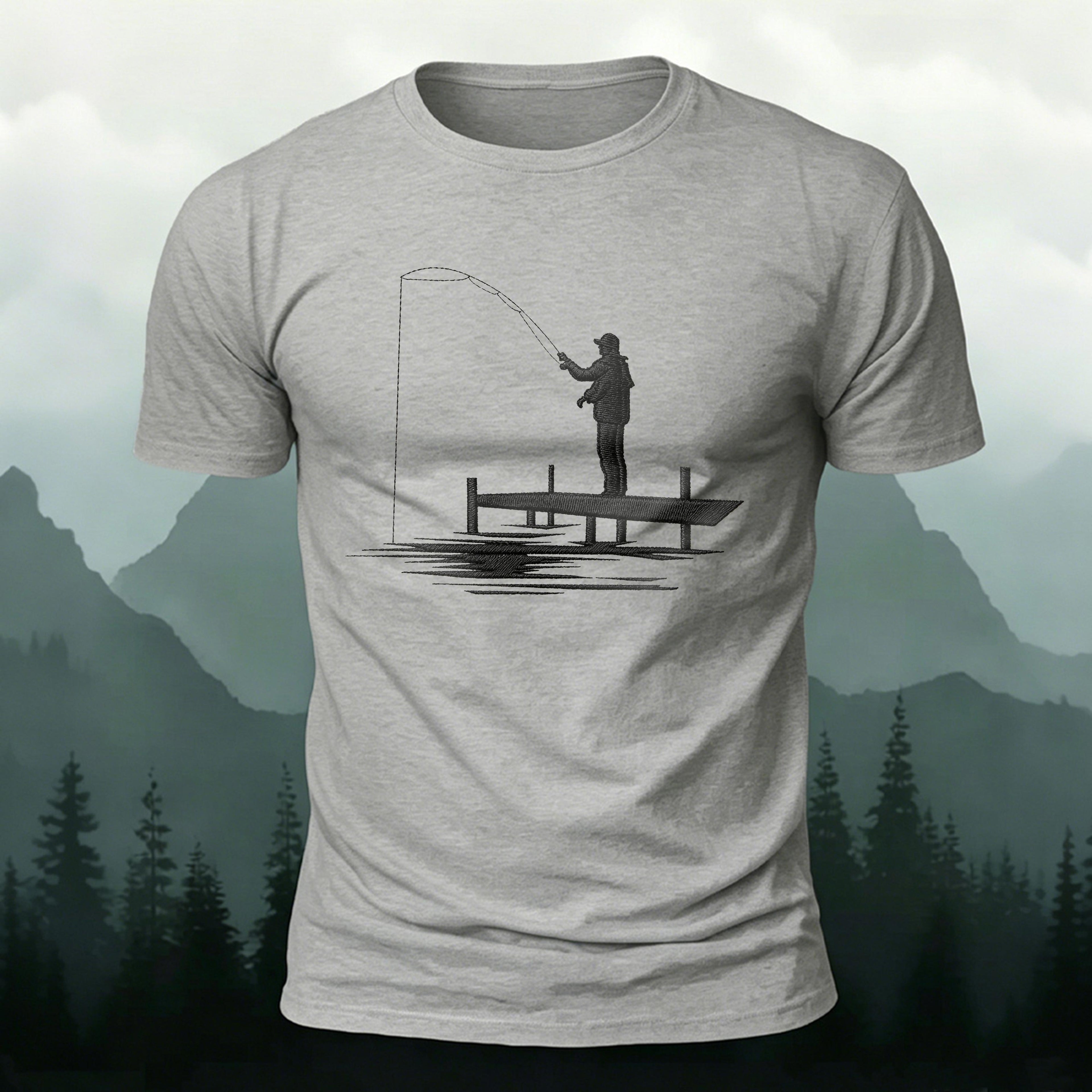 Fishing 3D UV Print Minimalist Premium Cotton Tee