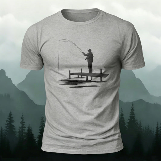 Fishing 3D UV Print Minimalist Premium Cotton Tee