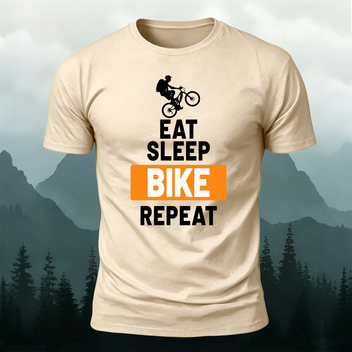 Eat Sleep and Ride Comfortable Outdoor Cotton T-Shirt