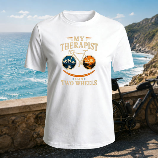 Premium Cotton Retro Bicycle Healing Slogan Casual T-Shirt