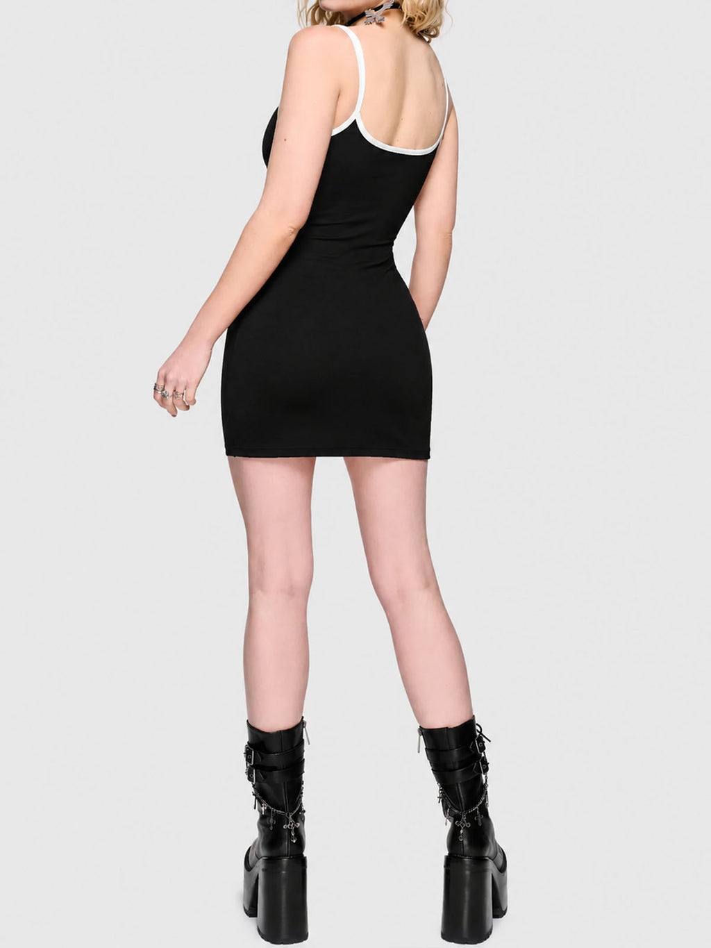 Trendy Gothic Skull-Print Spaghetti-Strap Dress