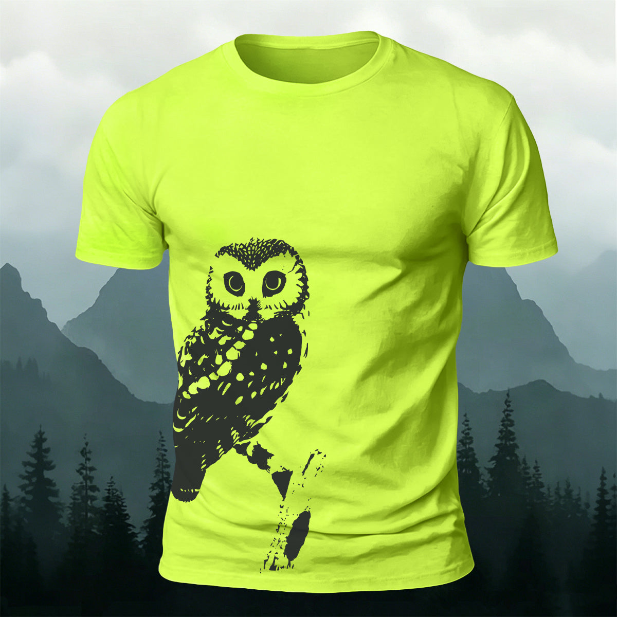 Owl-Print Casual 100% Cotton T-Shirt