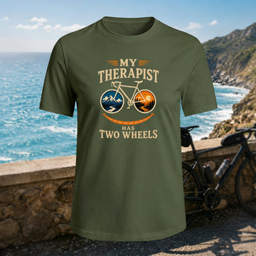 Premium Cotton Retro Bicycle Healing Slogan Casual T-Shirt