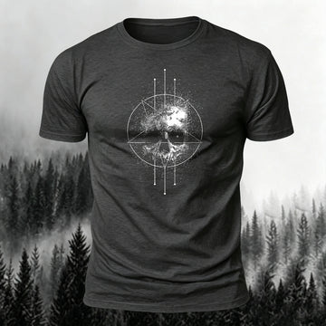 DTG Dark Skeleton Print Crew-Neck T-Shirt