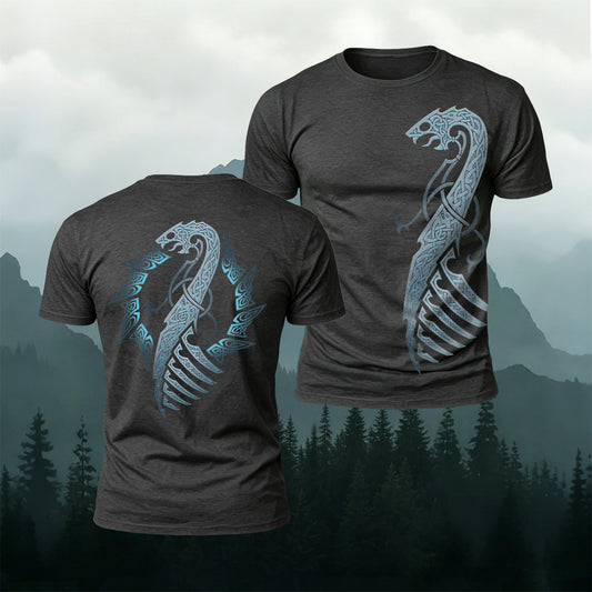 Sublimation Viking Dragon Pattern Fashion T-Shirt